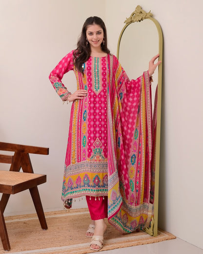 PINK SHANTI ANARKALI KODI  ROUND SET