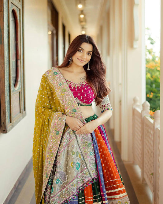 DIGITAL PRINT LEHENGA WITH REAL MIRRO WORK