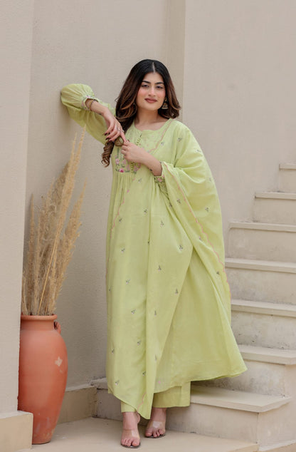 COTTON KURTA IN PISTA COLOUR