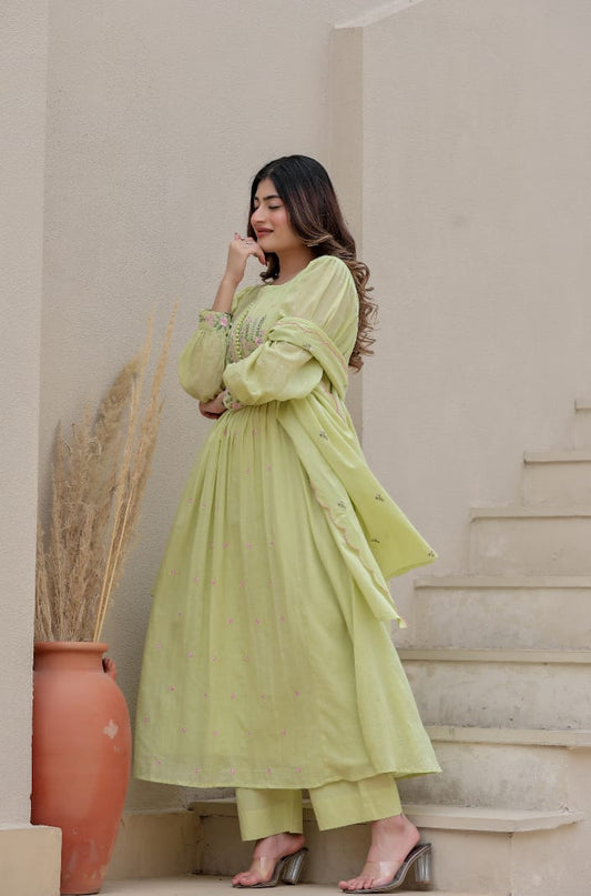 COTTON KURTA IN PISTA COLOUR