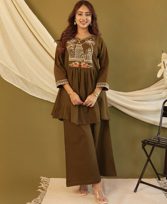 COTTON PREMIUM EMBROIDERY CO-ORD SET
