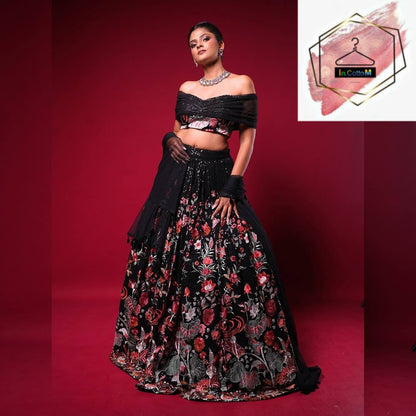 BLACK LEHENGA WITH SEQUENCE WORK IN GEORGETTE