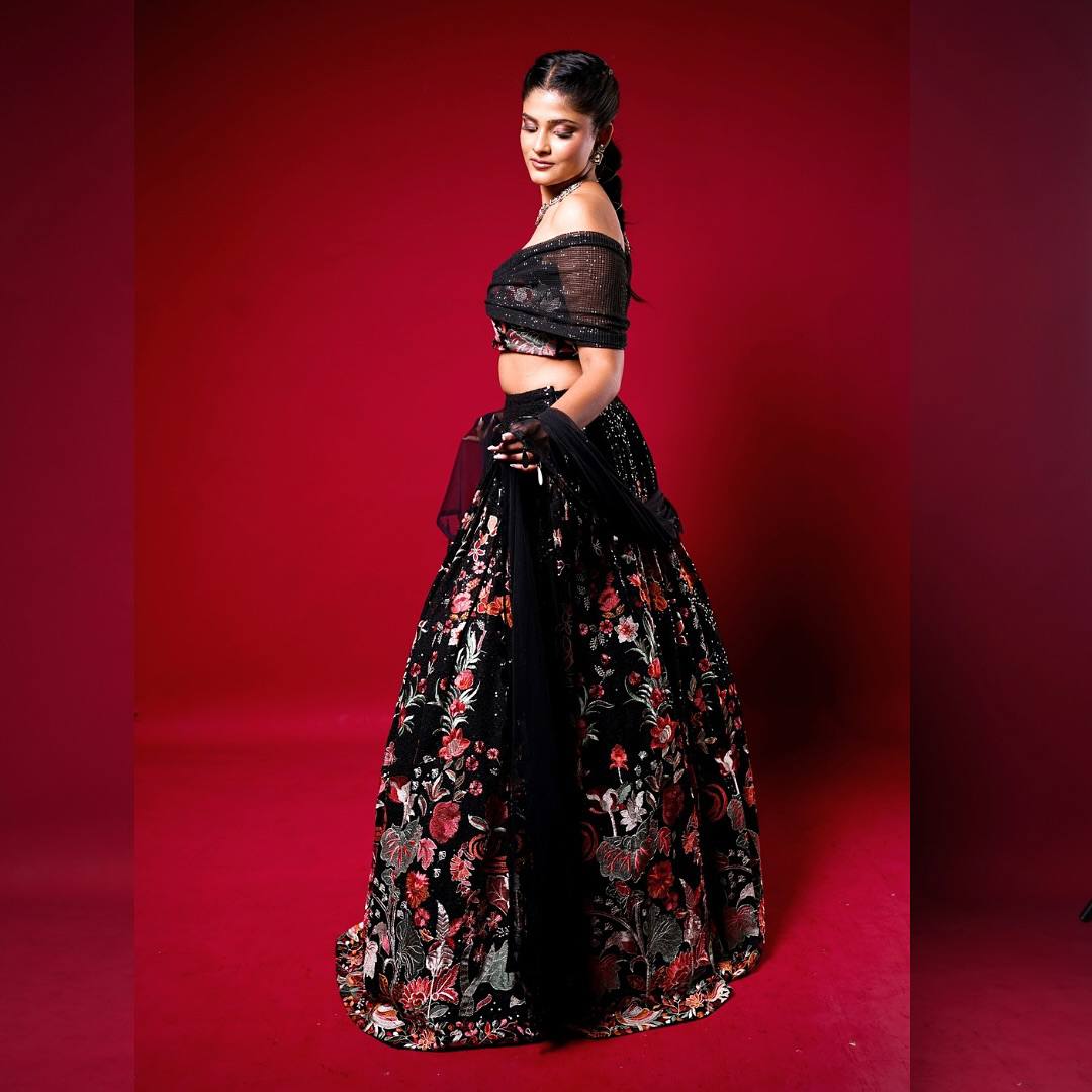 BLACK LEHENGA WITH SEQUENCE WORK IN GEORGETTE
