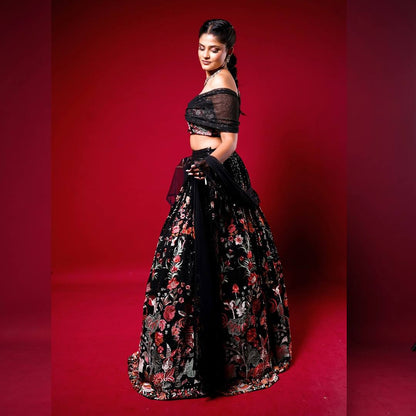 BLACK LEHENGA WITH SEQUENCE WORK IN GEORGETTE