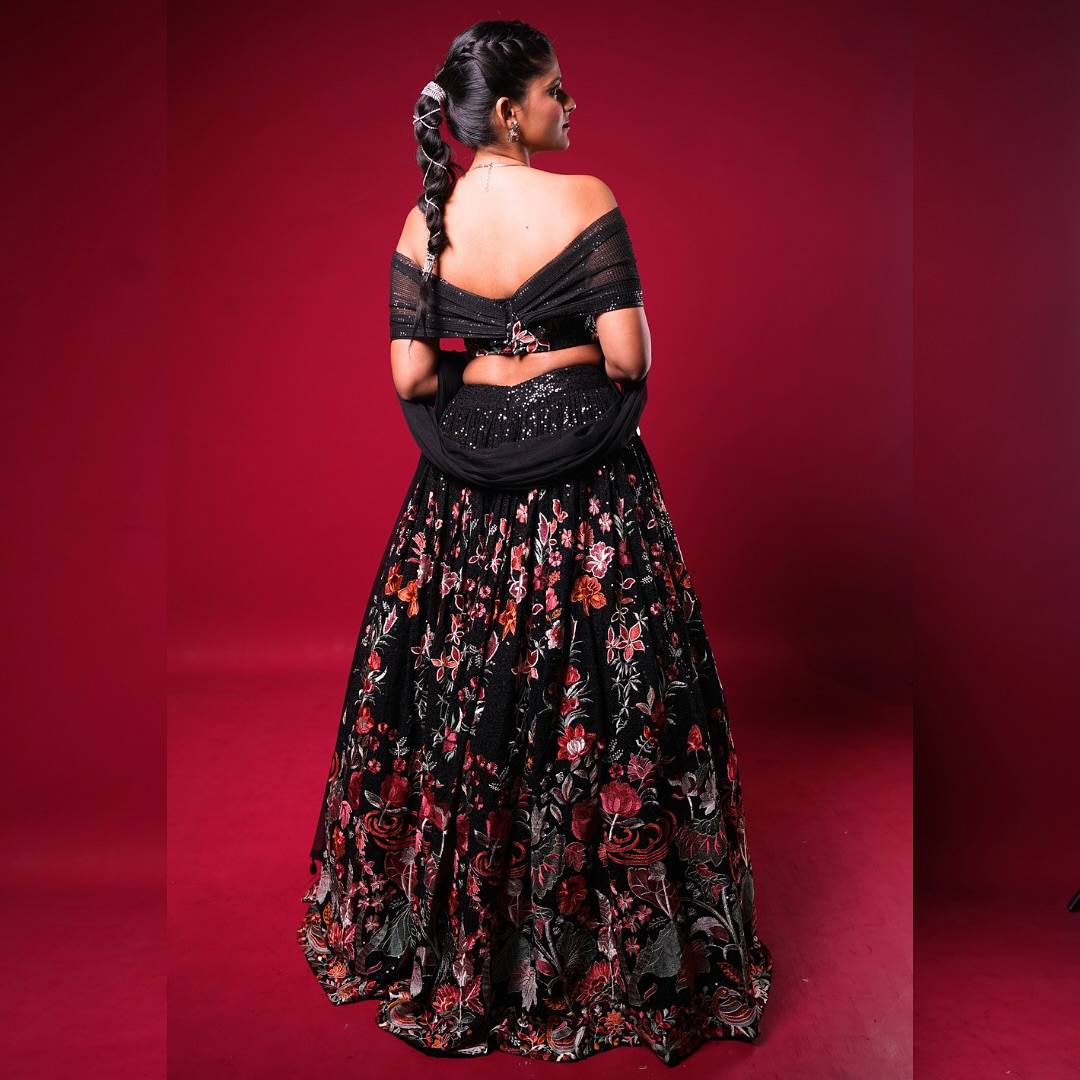 BLACK LEHENGA WITH SEQUENCE WORK IN GEORGETTE