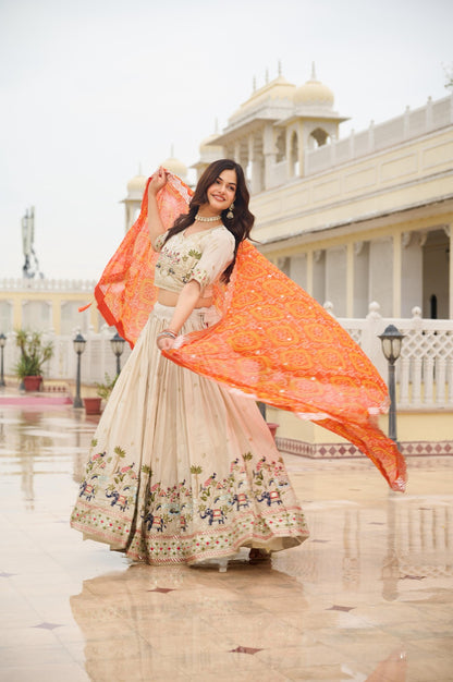 DESIGNER LEHENGA IN THREAD WITH SEQUENCE WORK