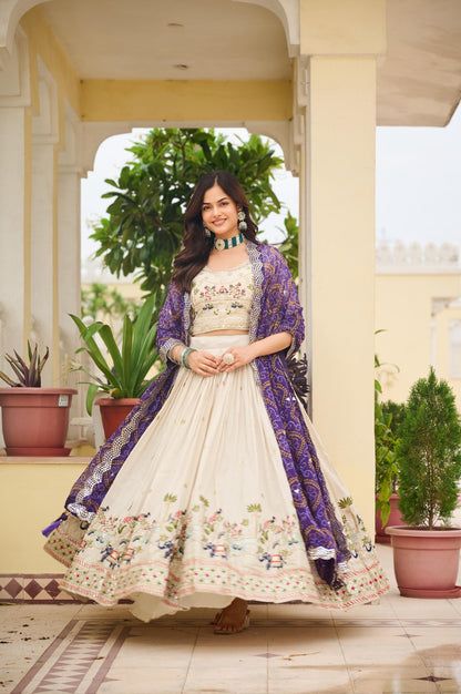 DESIGNER LEHENGA IN THREAD WITH SEQUENCE WORK