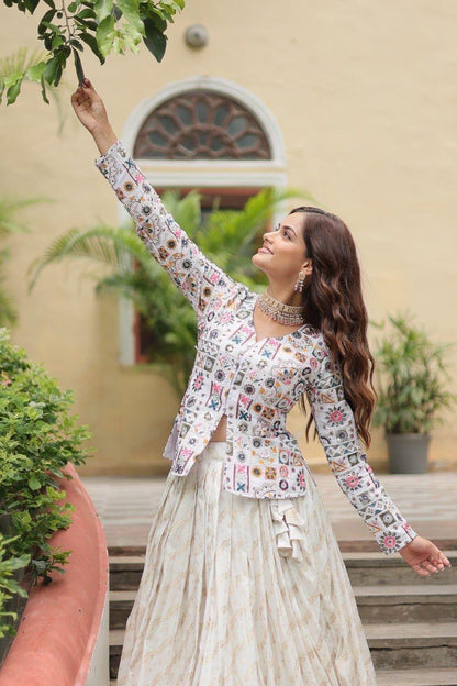 STYLISH WHITE TOP & LEHENGA