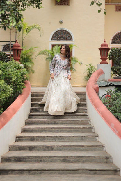 STYLISH WHITE TOP & LEHENGA