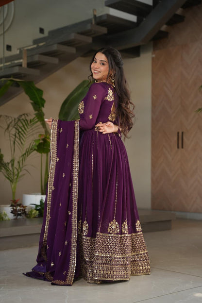 NEHA - BLOOMING ANARKALI GOWN - DUPATTA WITH EMBROIDERY WORK