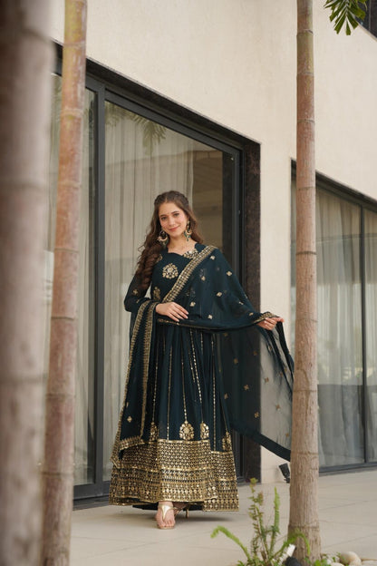 NEHA - BLOOMING ANARKALI GOWN - DUPATTA WITH EMBROIDERY WORK