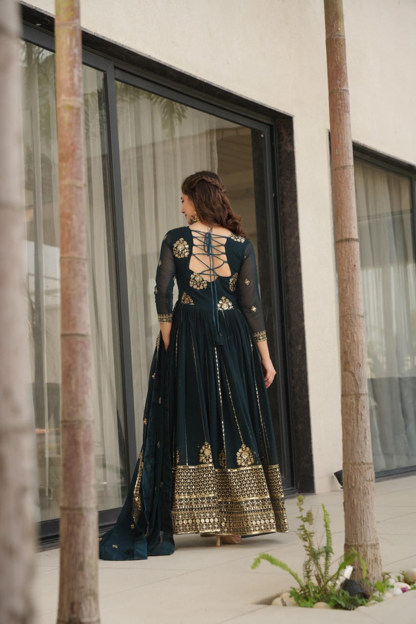 NEHA - BLOOMING ANARKALI GOWN - DUPATTA WITH EMBROIDERY WORK