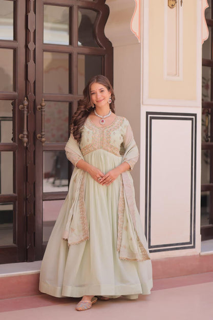 MOKSH - ANARKALI GOWN WITH MULTI EMBROIDERY WORK