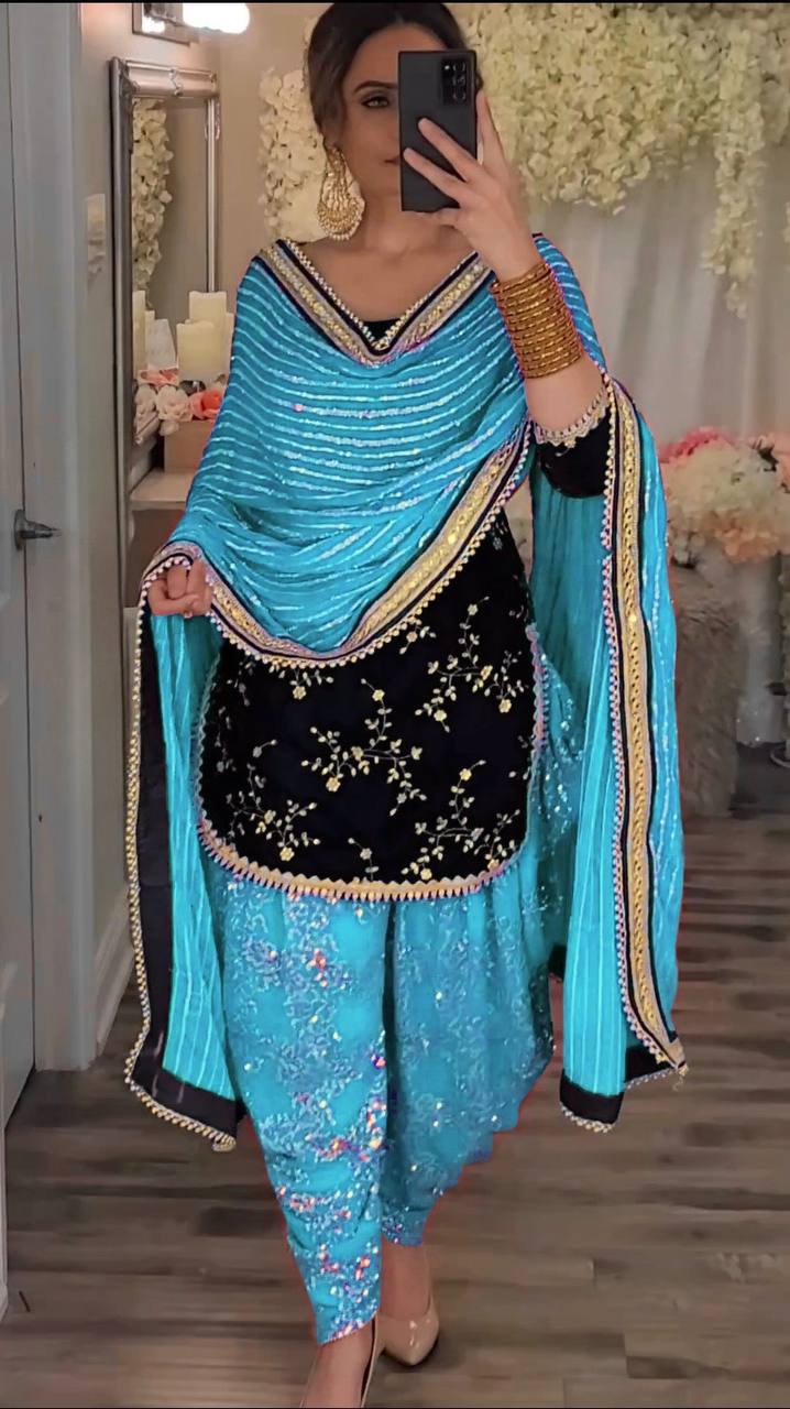 Launching New Designer Party Wear Look Top ,Dhoti Salwar and Dupatta