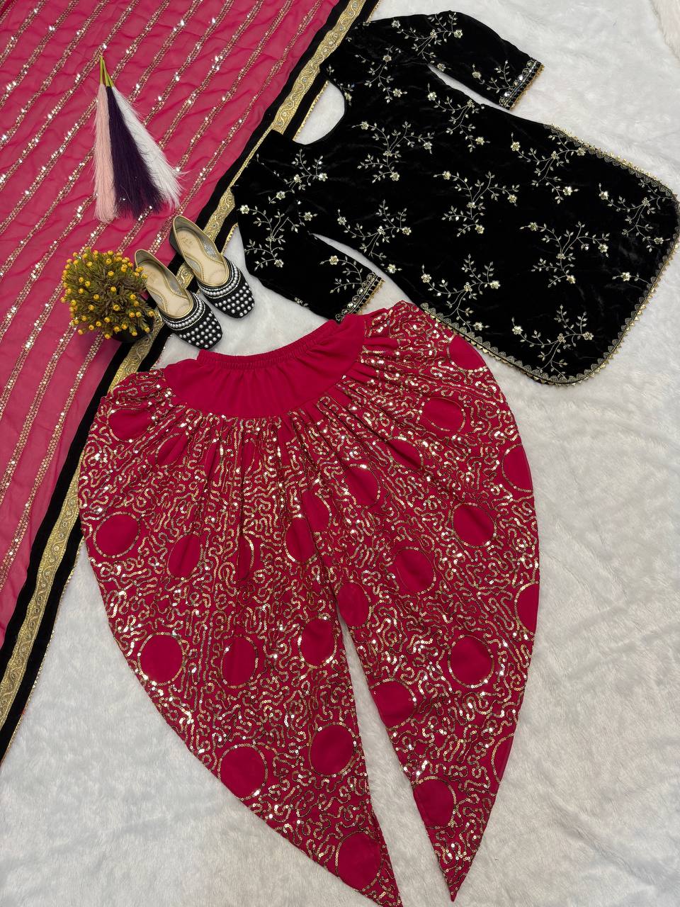 Launching New Designer Party Wear Look Top ,Dhoti Salwar and Dupatta