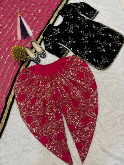 Launching New Designer Party Wear Look Top ,Dhoti Salwar and Dupatta