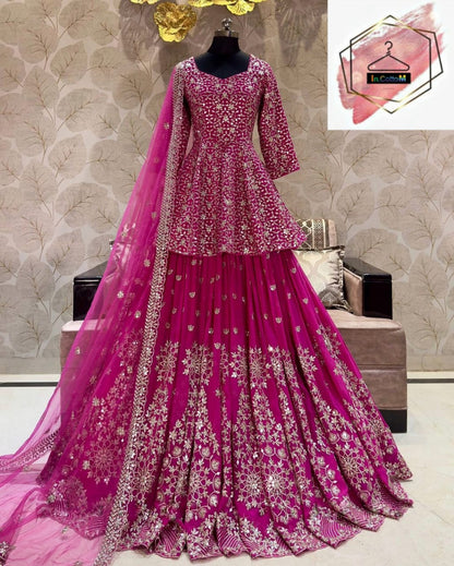 Heavy Net With Embroidery Sequence Work And Embroidery Sequence Lace Border