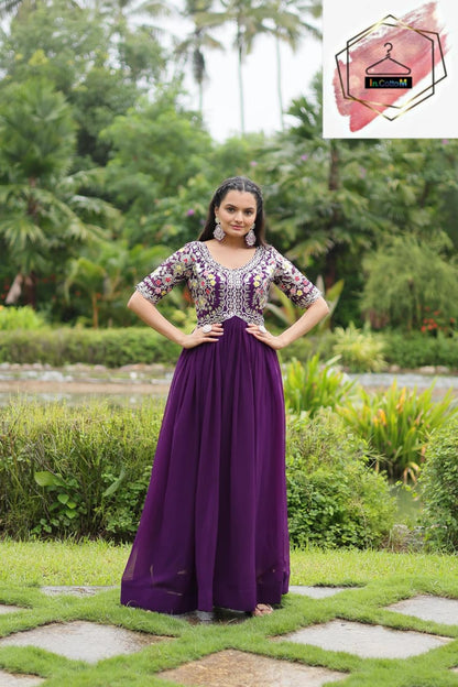 MITAAKSH - DESIGNER FAUX BLOOMING EMBROIDERED GOWN