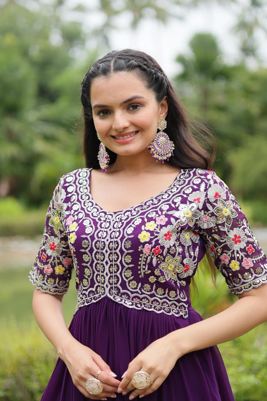 MITAAKSH - DESIGNER FAUX BLOOMING EMBROIDERED GOWN