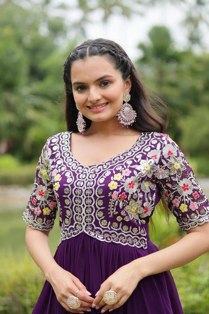 MITAAKSH - DESIGNER FAUX BLOOMING EMBROIDERED GOWN