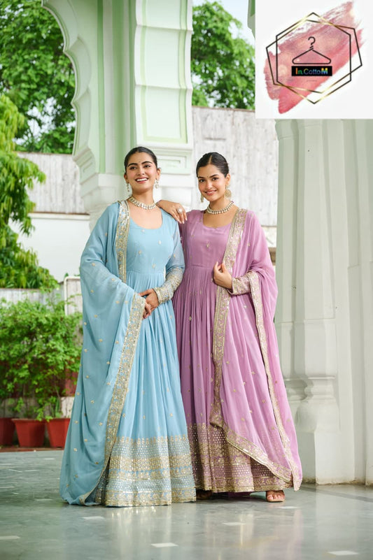 SITAARA - DESIGNER ANARKALI GOWN WITH DUPATTA (2 Beautiful Colors)