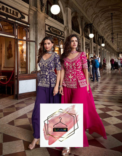 SAYURI BELA ORGANZA SILK DESIGNER INDO WESTERN 3 PCS SET