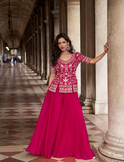 SAYURI BELA ORGANZA SILK DESIGNER INDO WESTERN 3 PCS SET