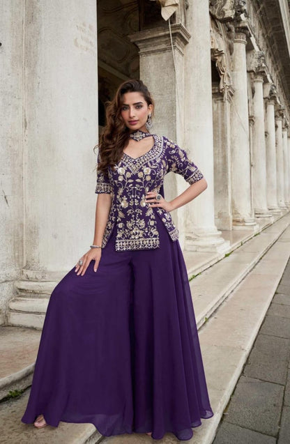 SAYURI BELA ORGANZA SILK DESIGNER INDO WESTERN 3 PCS SET