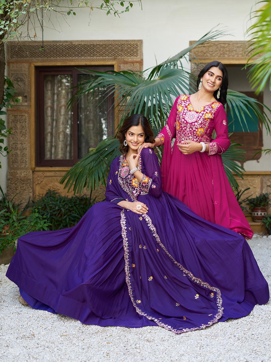 DESIGNER STAR GEORGETTE GOWN WITH SEQUENCE EMBROIDERY DUPATTA