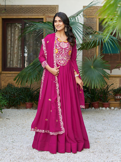 DESIGNER STAR GEORGETTE GOWN WITH SEQUENCE EMBROIDERY DUPATTA