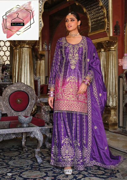 DIGITAL PRINT HEAVY CHINON WITH EMBROIDERY SALWAR SUIT