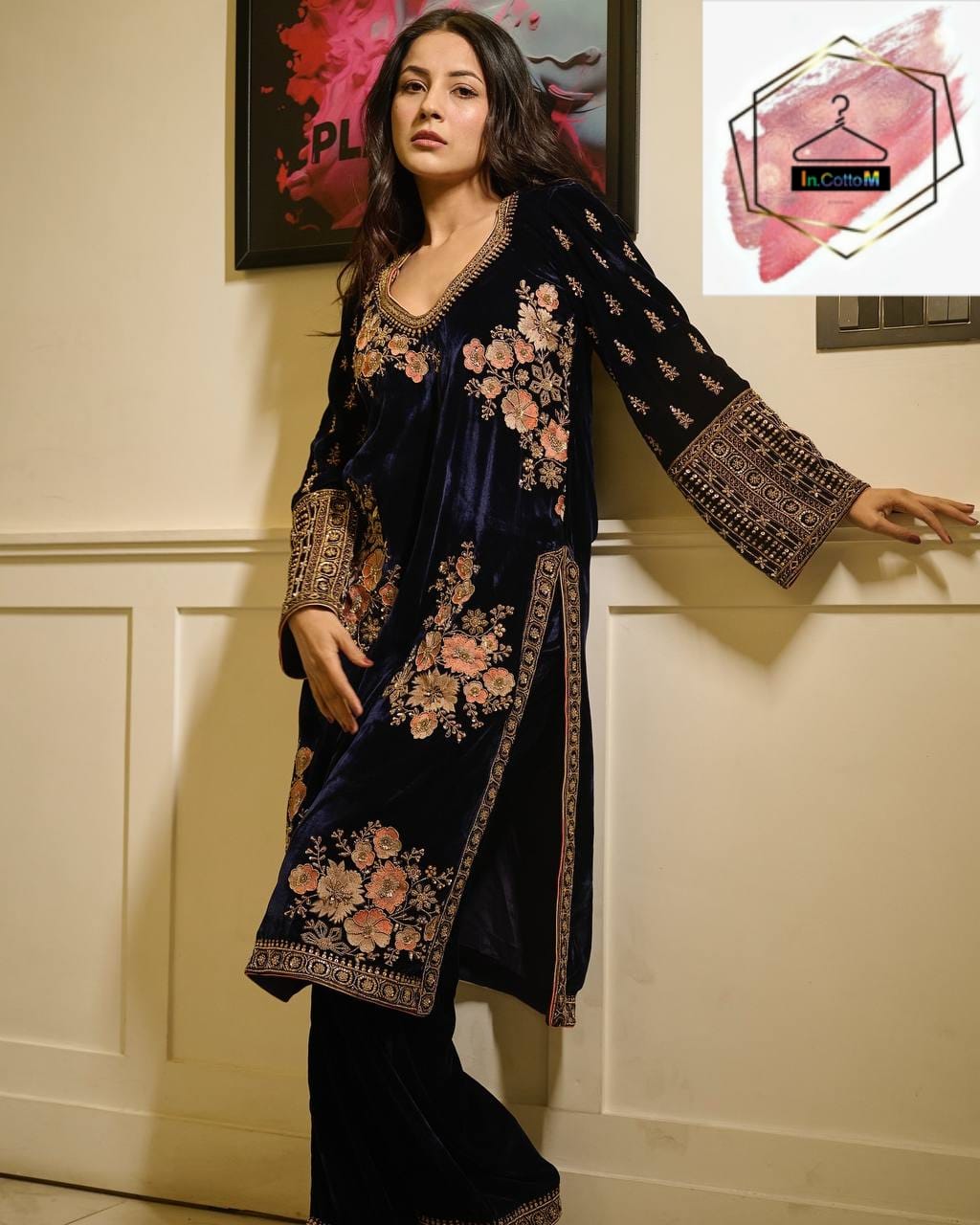 SHEHNAAZ GILL - SILK ROYAL VELVET SUIT SET