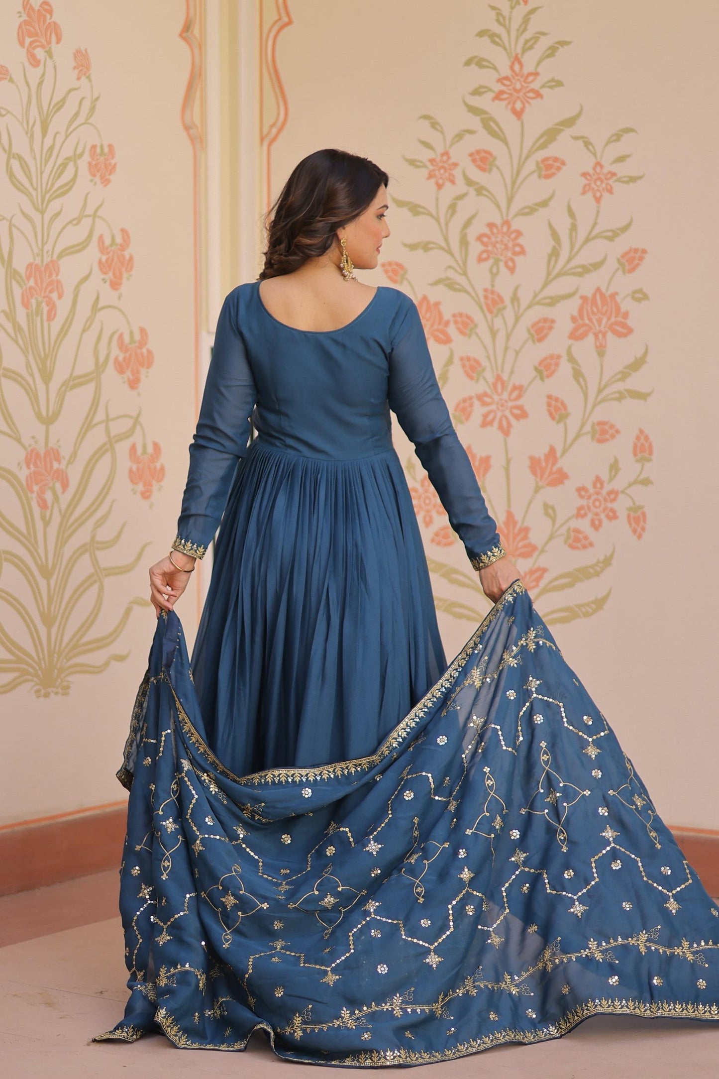 STAR GEORGETTE EMBROIDERY WORK ANARKALI GOWN