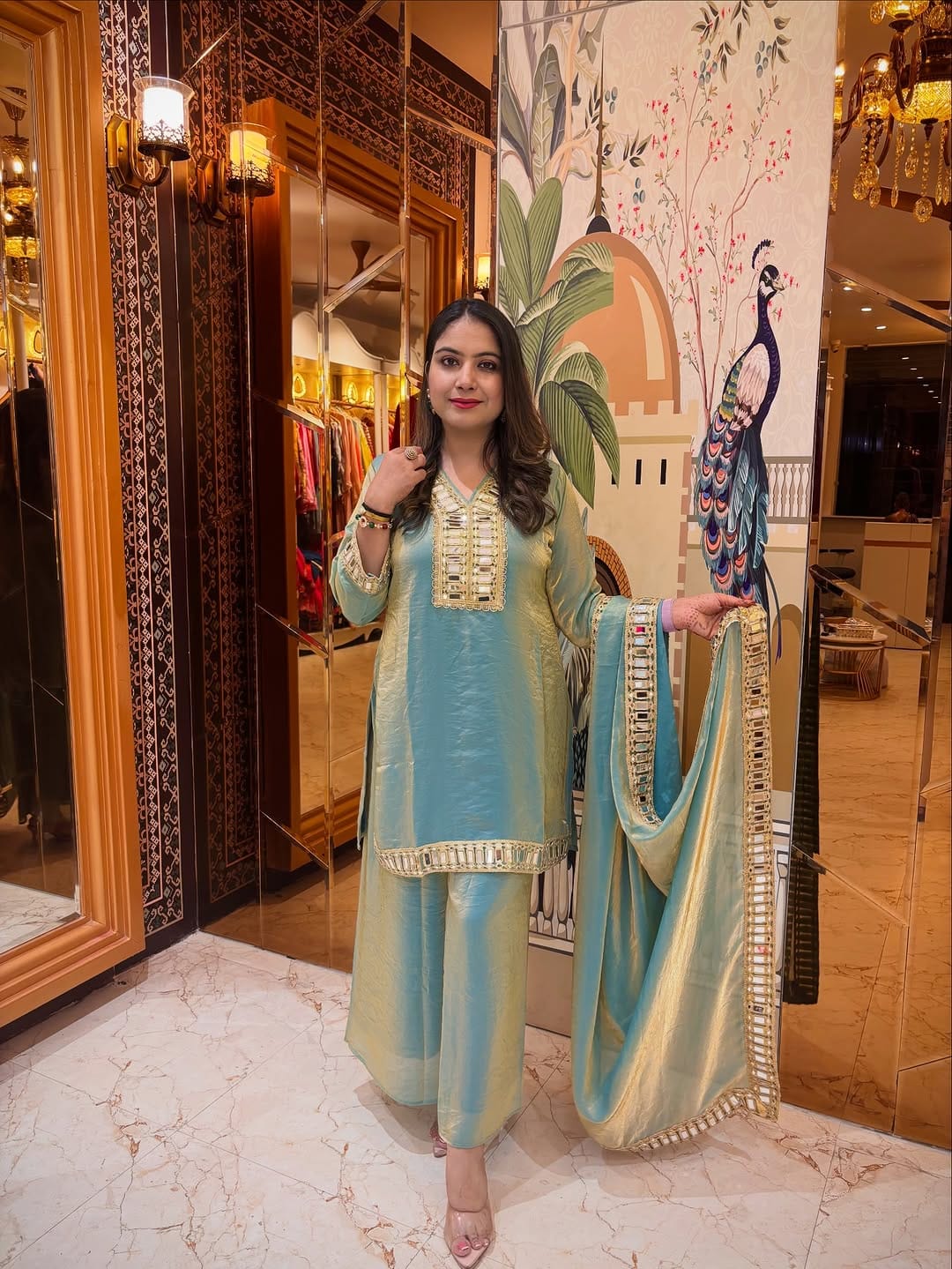 FENDY SILK MIRROR WORK SHARARA SET