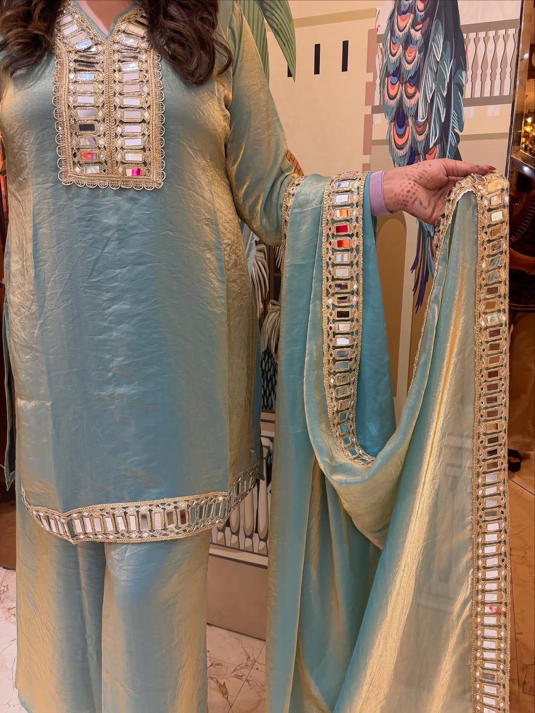 FENDY SILK MIRROR WORK SHARARA SET
