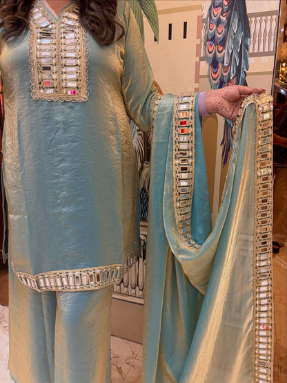 FENDY SILK MIRROR WORK SHARARA SET