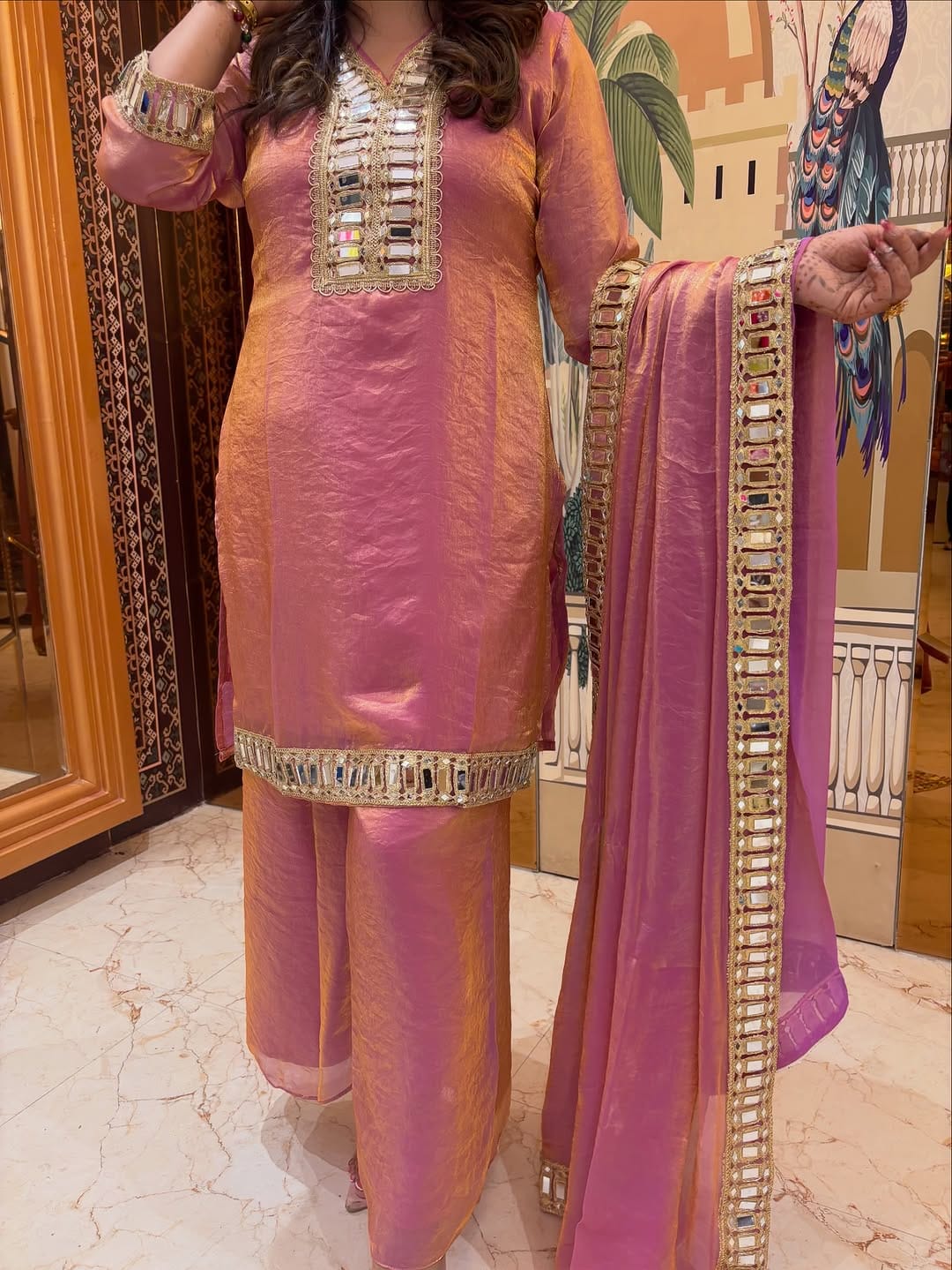 FENDY SILK MIRROR WORK SHARARA SET