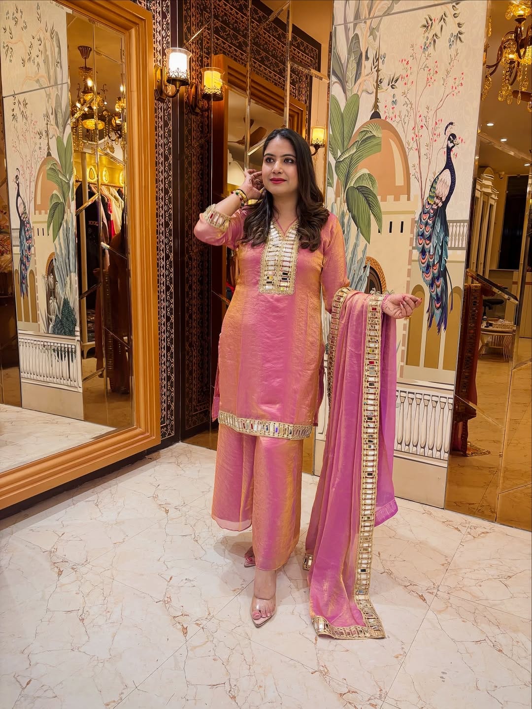 FENDY SILK MIRROR WORK SHARARA SET