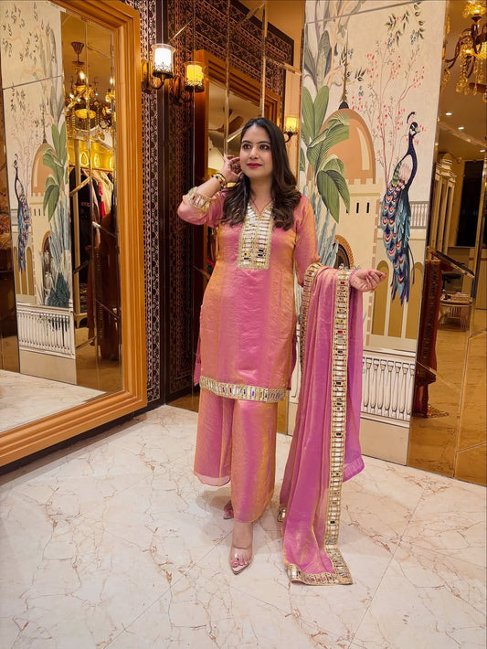 FENDY SILK MIRROR WORK SHARARA SET