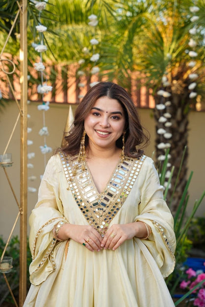 OFF WHITE- IVORY SHEESHMAHAL SHARARA SET