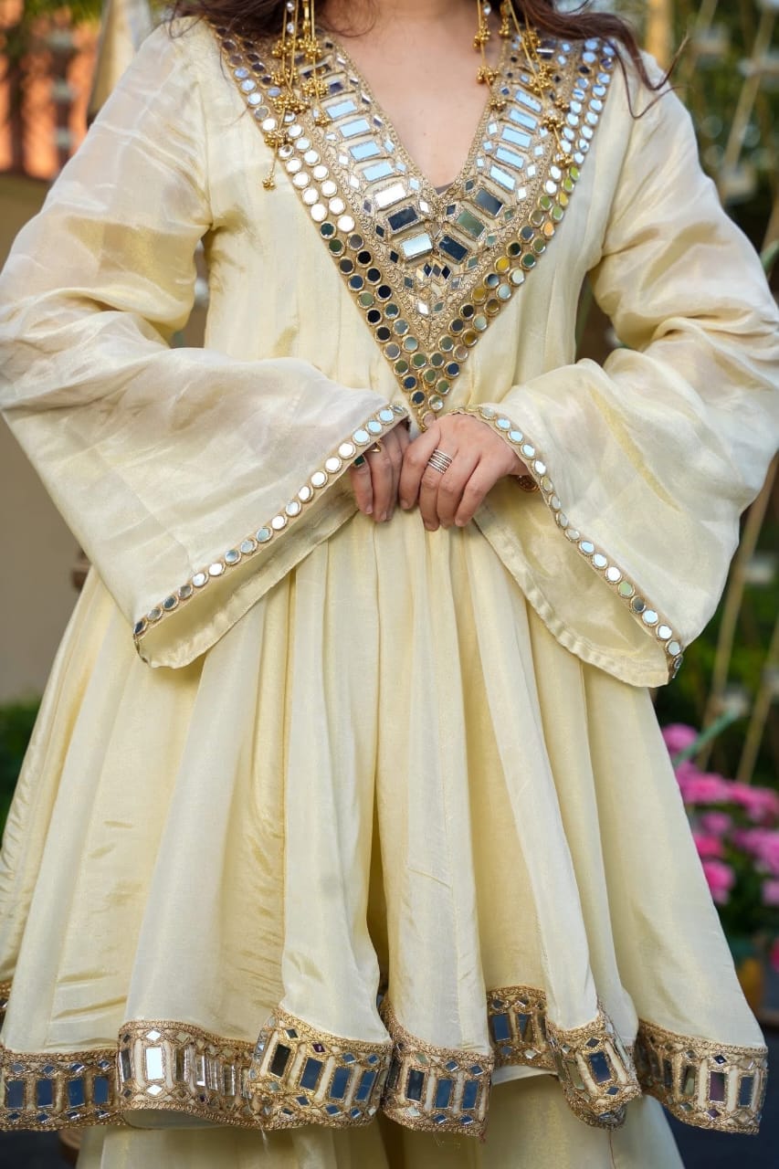 OFF WHITE- IVORY SHEESHMAHAL SHARARA SET