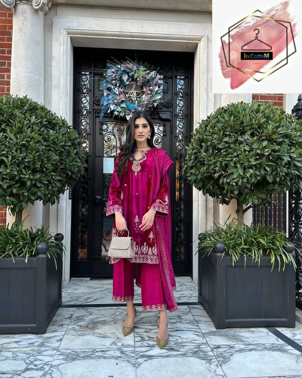 RANI PINK- NEW DESIGNER PREMIUM VELVET SUIT SET