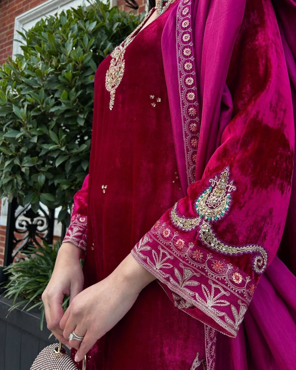 RANI PINK- NEW DESIGNER PREMIUM VELVET SUIT SET
