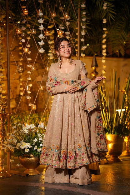 CRUNCHY SILK EMBROIDERY ANARKALI GOWN WITH DUPATTA