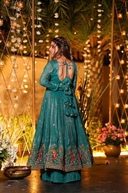 CRUNCHY SILK EMBROIDERY ANARKALI GOWN WITH DUPATTA