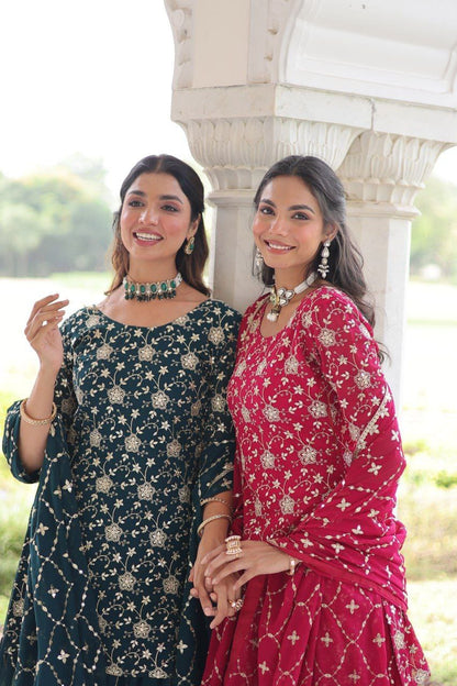 LATEST NEW DESIGNER  FAUX GEORGETTE PLAZZO SET WITH EMBROIDERY WORK