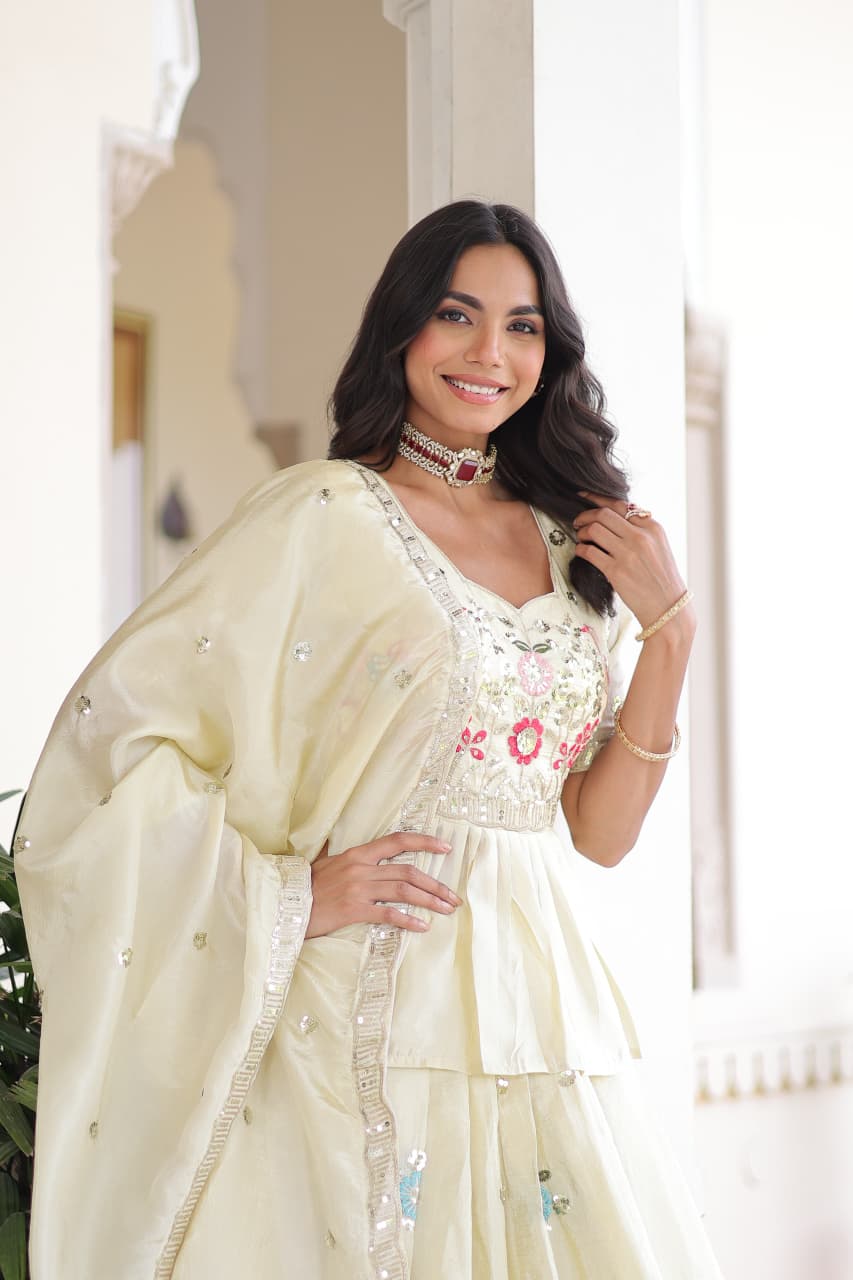 OFF WHITE - FULLY STTICHED LEHENGA SET