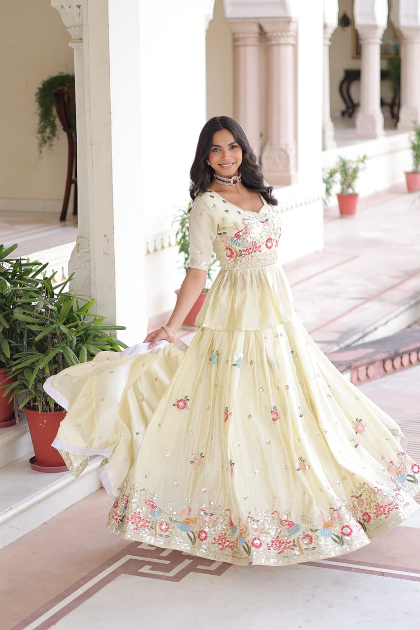 OFF WHITE - FULLY STTICHED LEHENGA SET