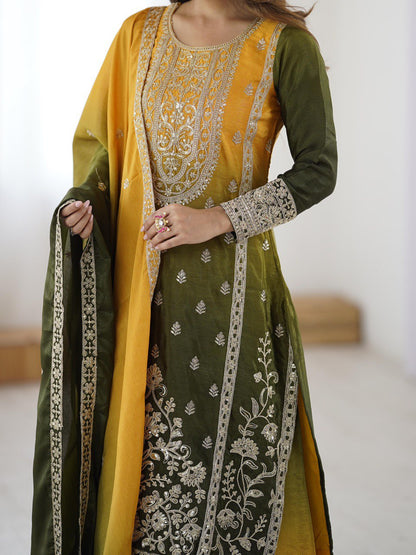 CHINON SILK KURTA PLAZZO WITH DUPATTA