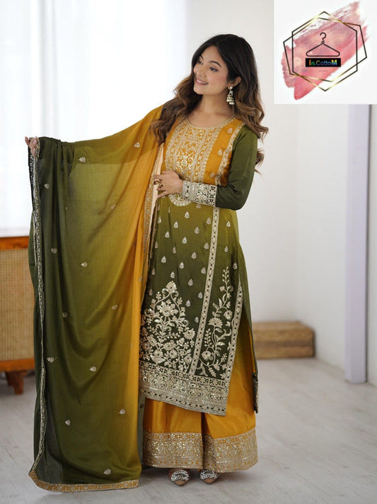 CHINON SILK KURTA PLAZZO WITH DUPATTA